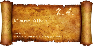 Klausz Albin névjegykártya